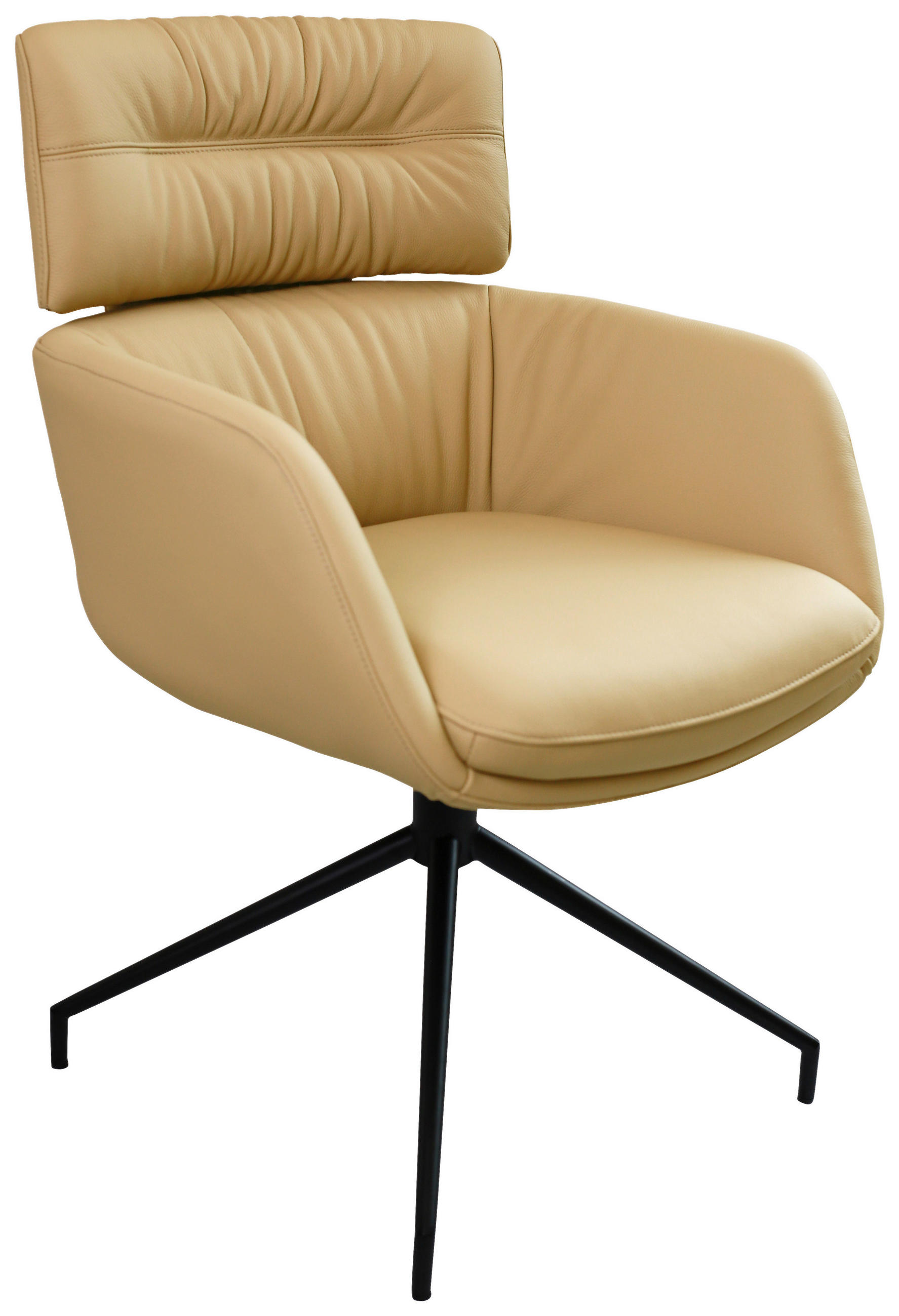 ARMLEHNSTUHL  in Eisen Echtleder pigmentiert  - Hellbraun/Schwarz, Design, Leder/Metall (62/92/66cm) - Dieter Knoll