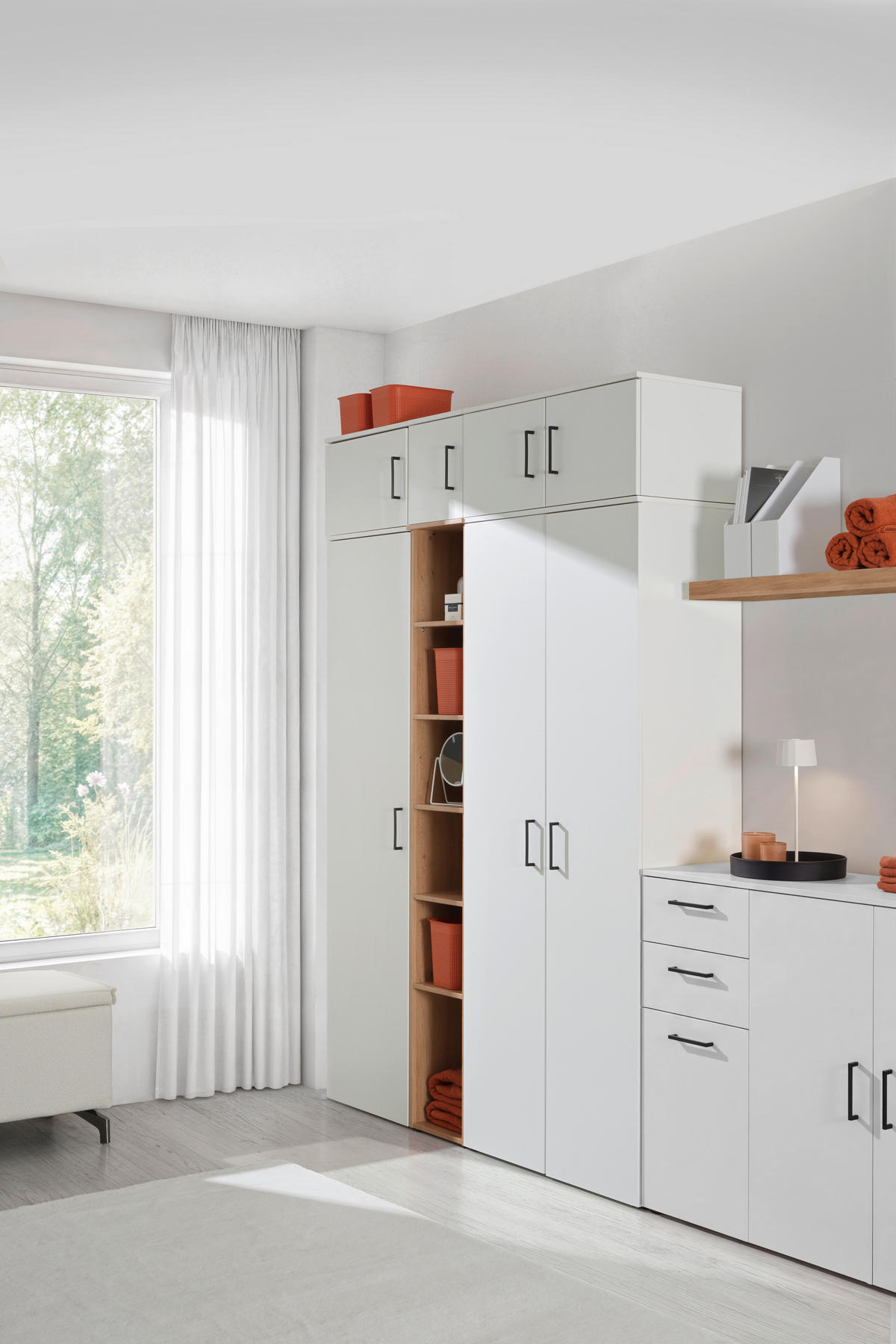 MEHRZWECKSCHRANK 50/195/40 cm  in Weiß  - Anthrazit/Schwarz, MODERN, Holzwerkstoff/Kunststoff (50/195/40cm) - Milino