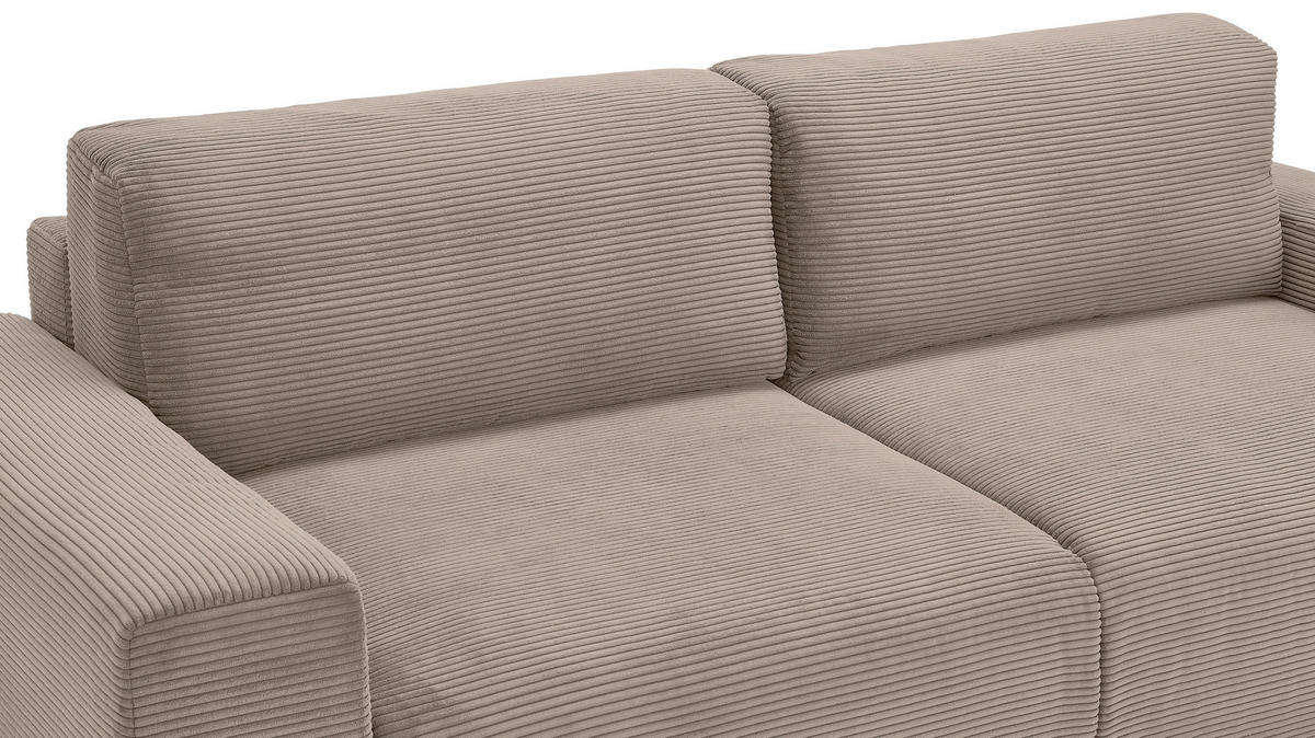 SCHLAFSOFA in Cord Taupe  - Taupe/Buchefarben, Konventionell, Holz/Kunststoff (255/86/123cm) - Livetastic
