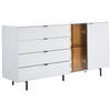 SIDEBOARD Weiß, Eichefarben  173/86/42 cm  - Eichefarben/Schwarz, Design, Glas/Holz (173/86/42cm) - Moderano