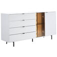SIDEBOARD Weiß, Eichefarben  173/86/42 cm  - Eichefarben/Schwarz, Design, Glas/Holz (173/86/42cm) - Moderano