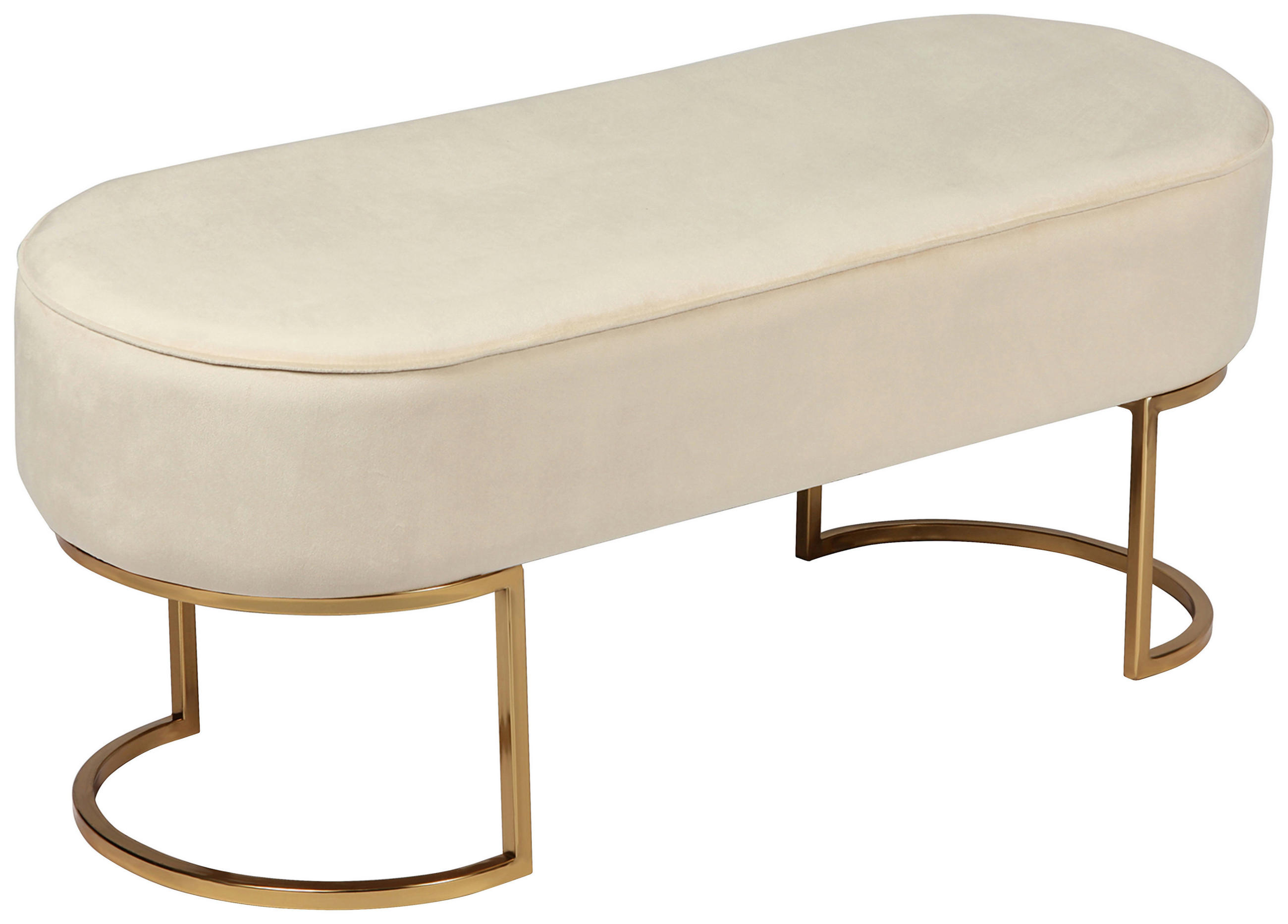 SITZBANK in Textil Creme  - Goldfarben/Creme, Design, Textil/Metall (40/42/105cm) - Kayoom