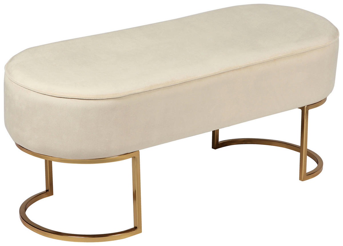SITZBANK 40/42/105 cm Samt Creme Metall  - Goldfarben/Creme, Design, Textil/Metall (40/42/105cm) - Kayoom