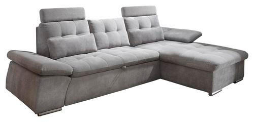 ECKSOFA in Mikrovelours Schlammfarben  - Schlammfarben/Silberfarben, KONVENTIONELL, Holzwerkstoff/Kunststoff (268/170cm) - MID.YOU