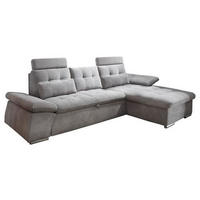ECKSOFA in Mikrovelours Schlammfarben  - Schlammfarben/Silberfarben, Konventionell, Holzwerkstoff/Kunststoff (268/170cm) - MID.YOU