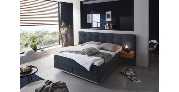 BOXSPRINGBETT 180/200 cm  in Dunkelblau  - Eichefarben/Dunkelblau, KONVENTIONELL, Holz/Textil (180/200cm) - Dieter Knoll