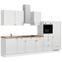 KÜCHENBLOCK Frame 330 cm  in Weiß, Eichefarben  - Edelstahlfarben/Eichefarben, MODERN, Holzwerkstoff/Metall (330cm) - Nobilia