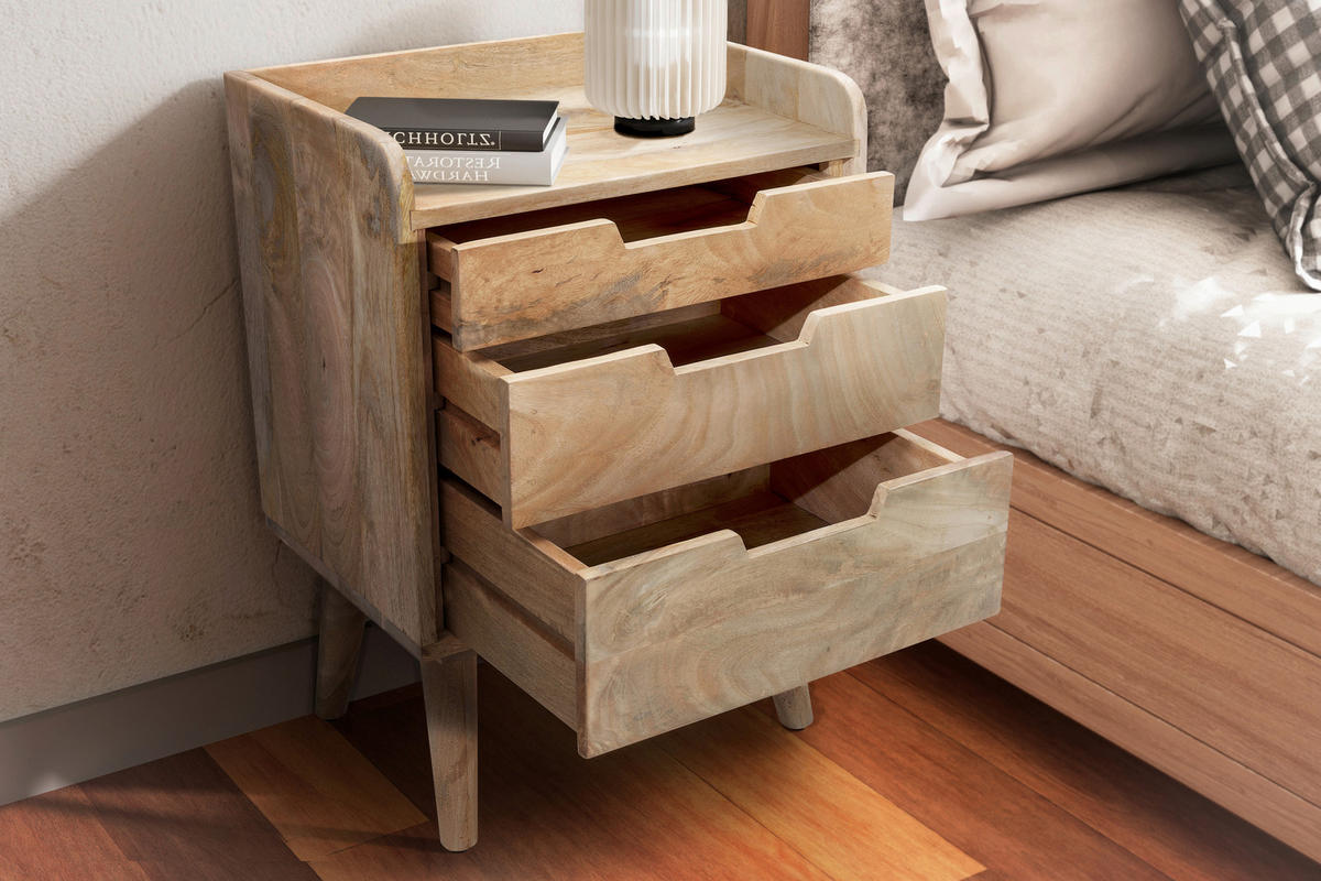 NACHTTISCH 45/63/33 cm  in massiv Mangoholz Hellbraun  - Hellbraun, Design, Holz (45/63/33cm) - MID.YOU