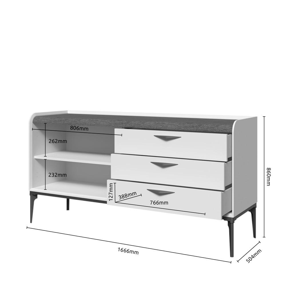 KOMODA  167/86/50 cm   - antracit, Dizajnerski, metal/pločasti materijal (167/86/50cm)