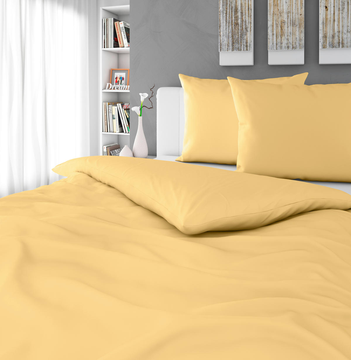 BETTWÄSCHE 2-teilig TANJA Satin 200/200 cm  - Gelb, Basics, Textil (200/200cm) - Novel