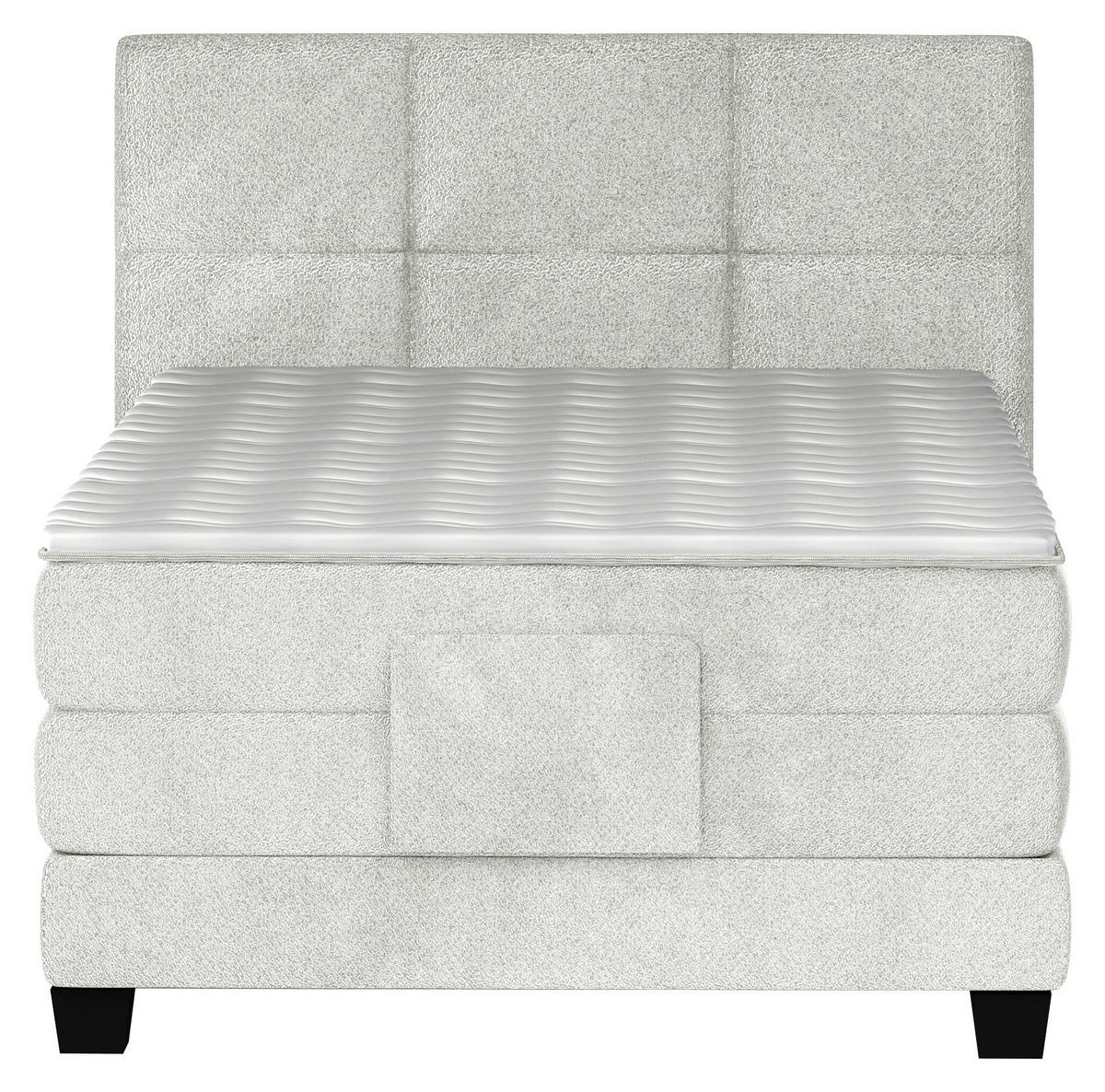 BOXSPRINGBETT 120/200 cm,  in Creme, Matratze, Topper, motorische Verstellbarkeit, Fernbedienung, H3 = fest  - Creme/Schwarz, KONVENTIONELL, Holz/Kunststoff (120/200cm) - Chameo