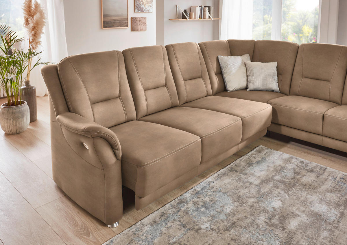 ECKSOFA in Mikrofaser Beige  - Beige/Alufarben, Konventionell, Textil/Metall (275/223cm) - Beldomo Comfort