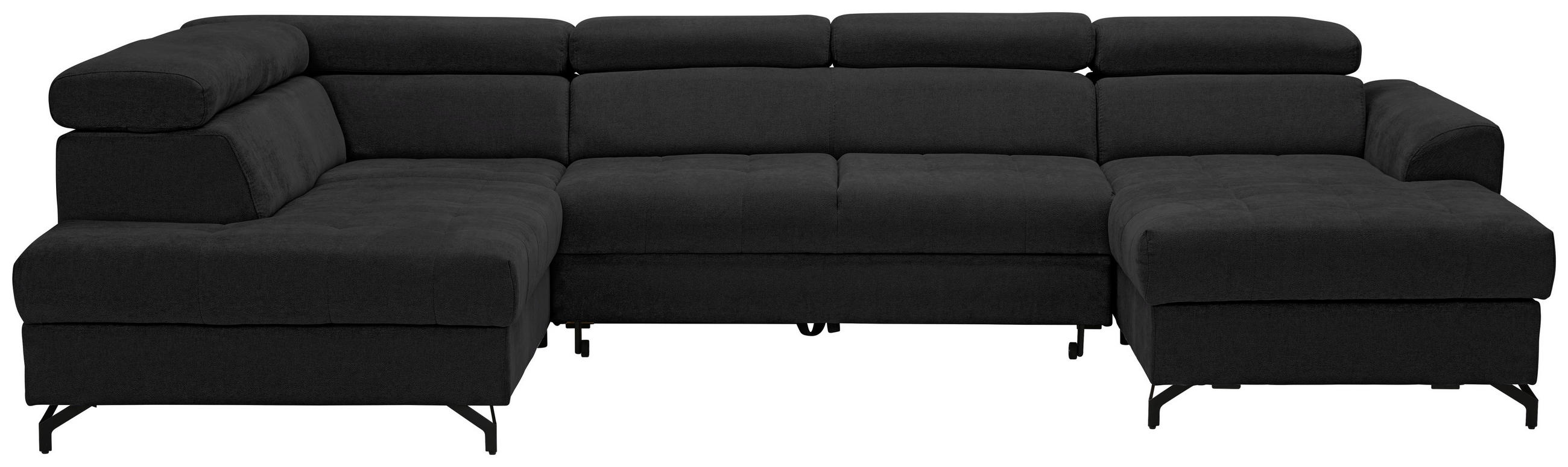 WOHNLANDSCHAFT Schwarz Struktur  - Schwarz, Design, Textil/Metall (203/327/177cm) - Stylife