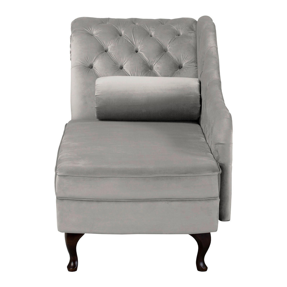 RÉCAMIERE Samt Grau  - Braun/Grau, Design, Holz/Textil (185/93/75cm) - Livetastic