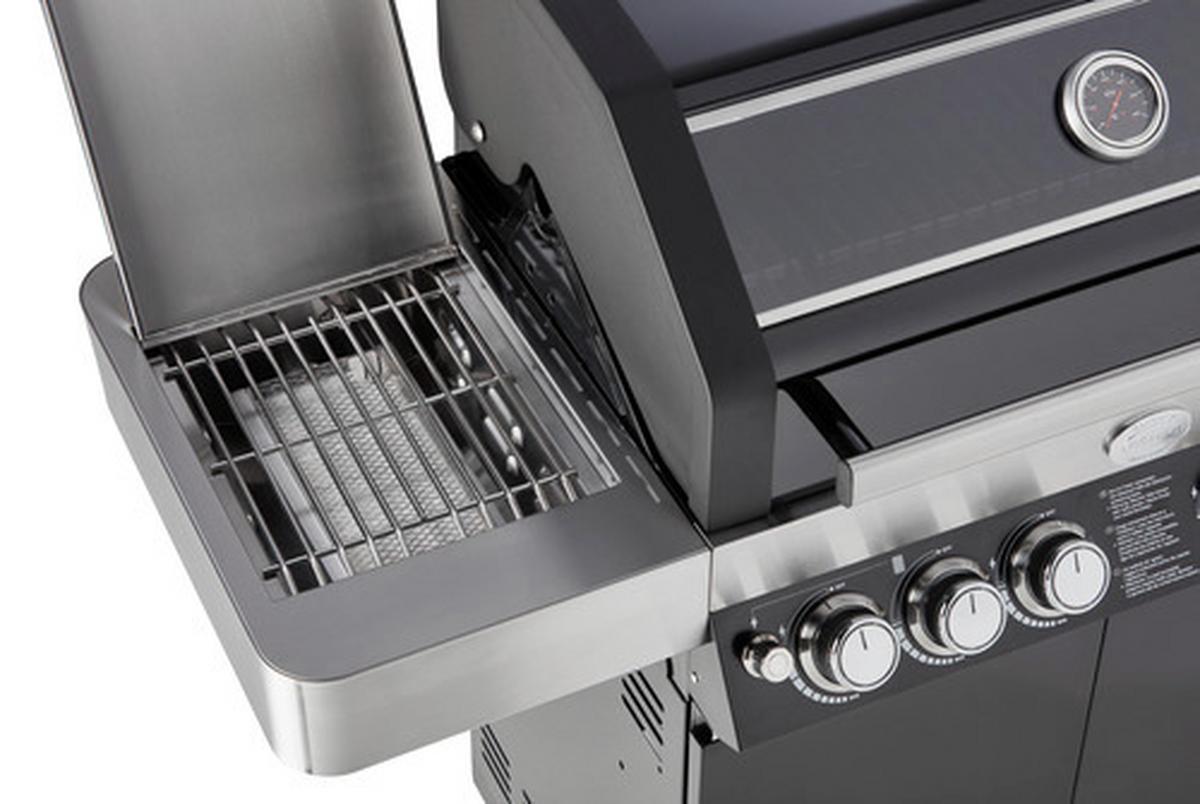 GASGRILL + GRATIS ABDECKHAUBE  Schwarz  - Schwarz, Basics, Metall (127/117,5/57cm) - Rösle