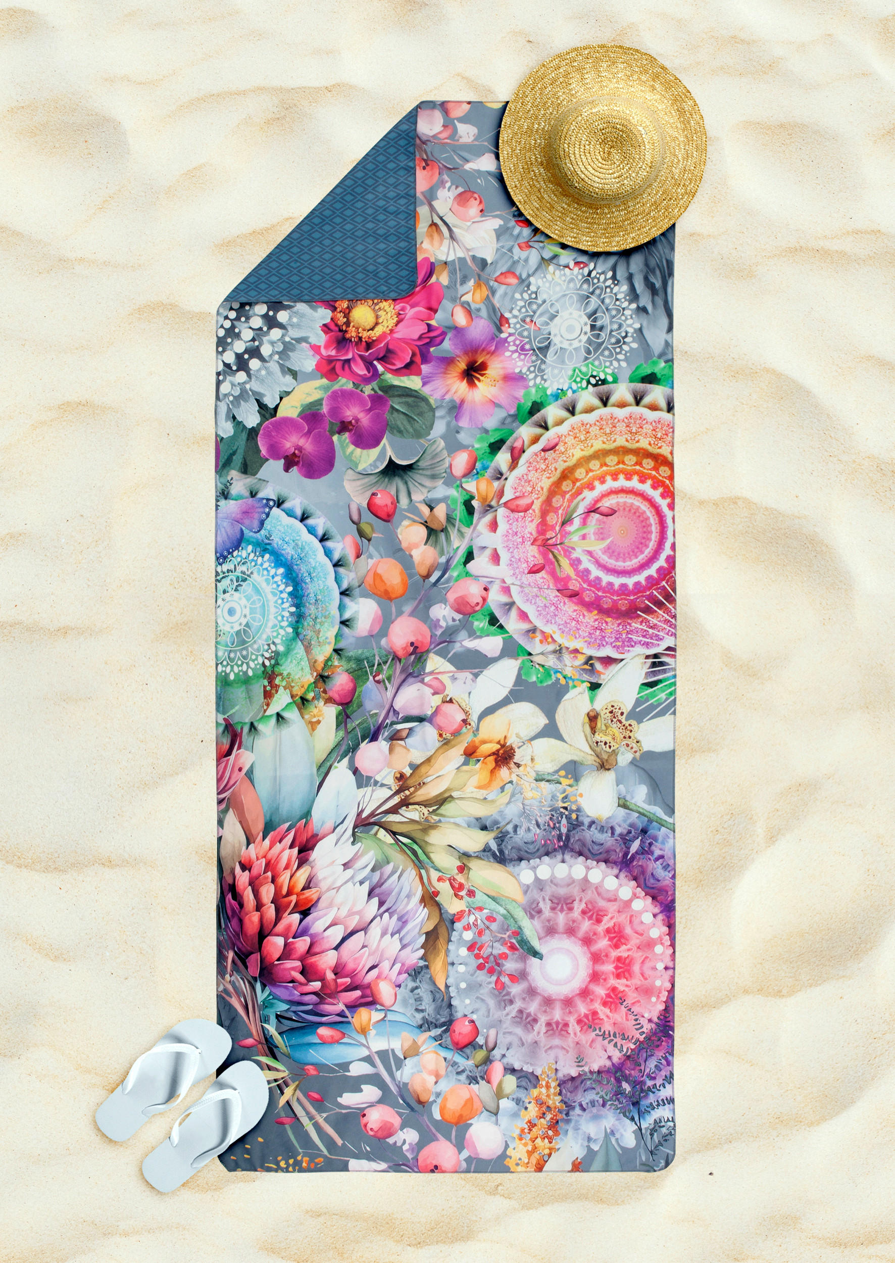SPORTHANDTUCH 75/180 cm HIP Grau, Multicolor  - Multicolor/Grau, Design, Textil (75/180cm)