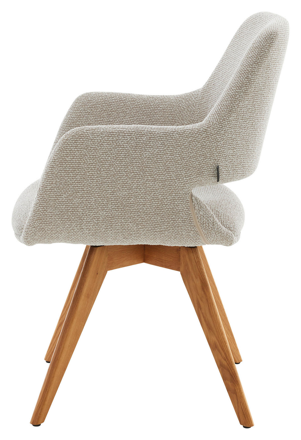 ARMLEHNSTUHL , Sitzfläche 180° drehbar, automatische Rückholfunktion , Bouclé  - Beige, Design, Holz/Textil (62/83/62cm) - Musterring