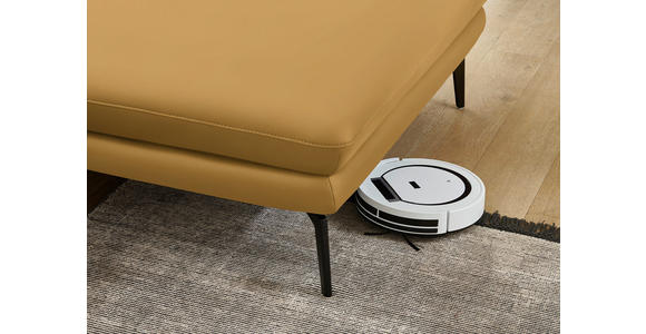 ECKSOFA in Echtleder Gelb  310/180 cm  - Gelb/Schwarz, Design, Leder/Metall (310/180cm) - Dieter Knoll