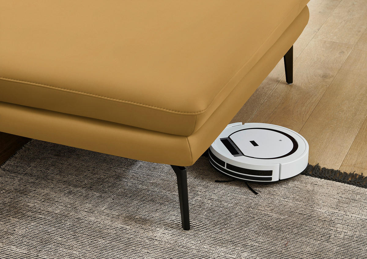 ECKSOFA in Echtleder Gelb  - Gelb/Schwarz, Design, Leder/Metall (310/180cm) - Dieter Knoll