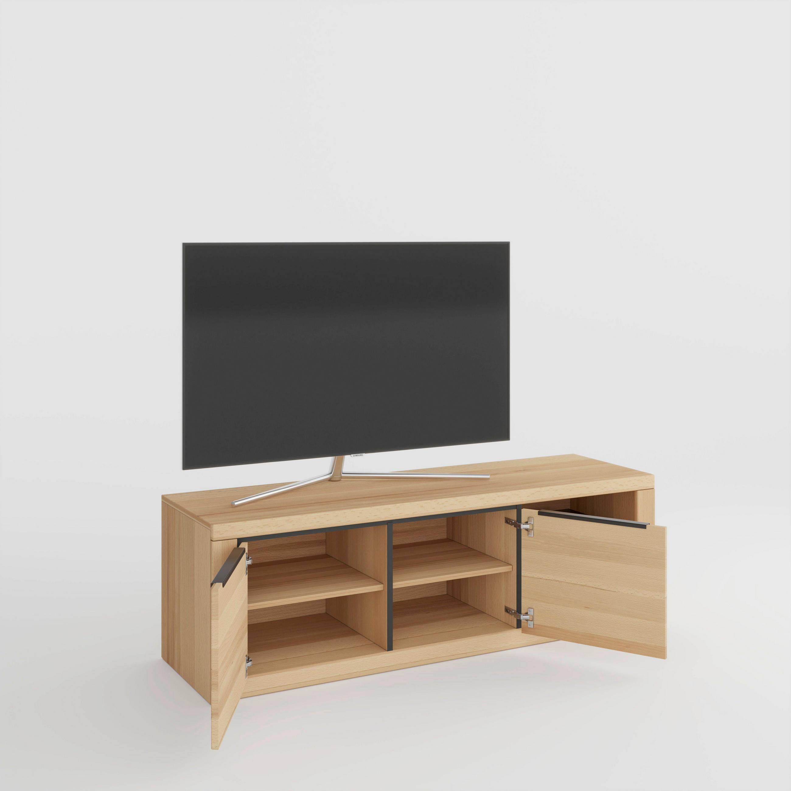 LOWBOARD 160/51/54 cm  - Buchefarben/Schwarz, Design, Holz/Holzwerkstoff (160/51/54cm) - Livetastic