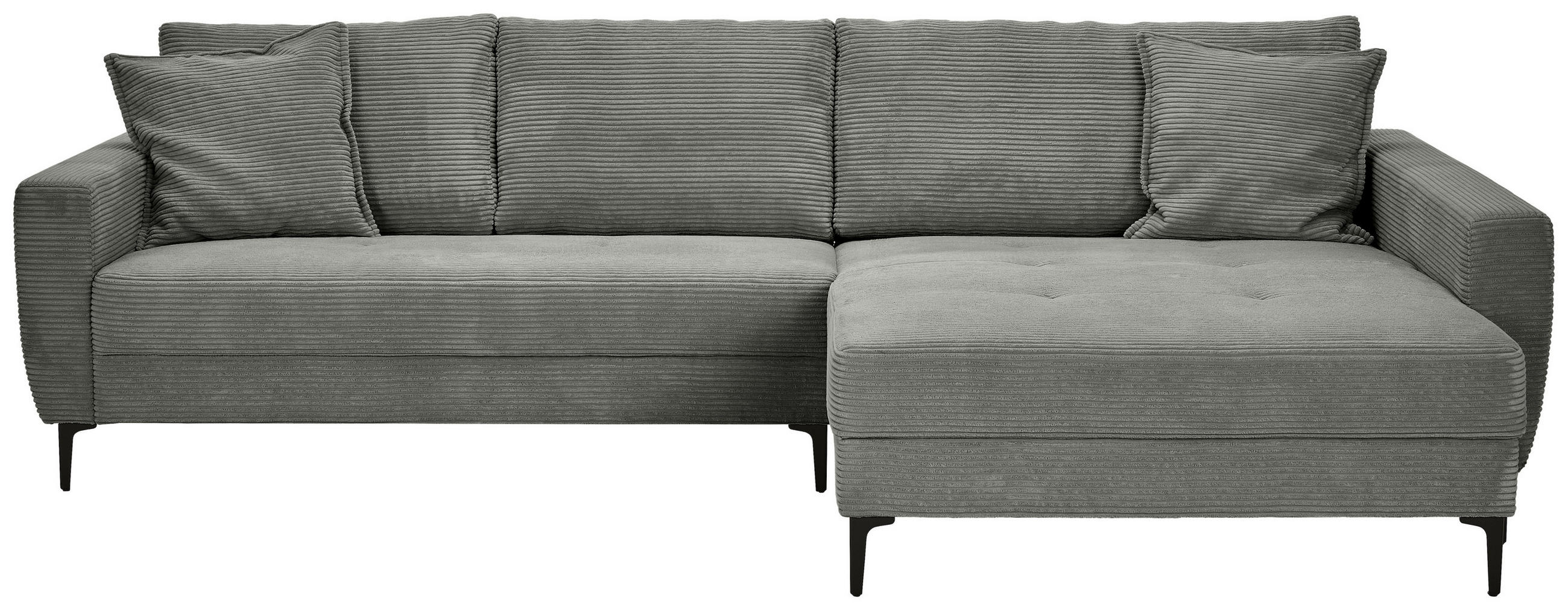 ECKSOFA in Cord Grau  - Schwarz/Grau, Design, Textil/Metall (283/174cm) - Xora