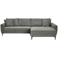 ECKSOFA in Cord Grau  283/174 cm  - Schwarz/Grau, Design, Textil/Metall (283/174cm) - Xora