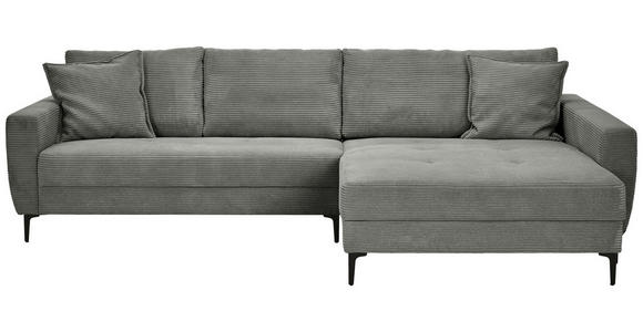 ECKSOFA Grau Velours  - Schwarz/Grau, Design, Textil/Metall (283/174cm) - Xora