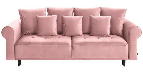 BIGSOFA in Samt Rosa  - Schwarz/Rosa, Design, Holz/Textil (248/96/95cm) - Carryhome