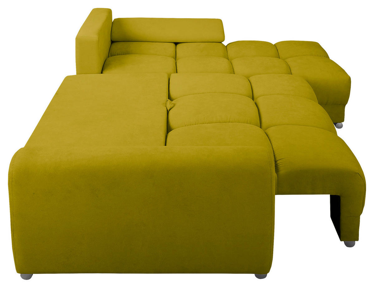 ECKSOFA in Mikrofaser Grün  - Silberfarben/Grün, Design, Textil/Metall (256/175cm) - Livetastic