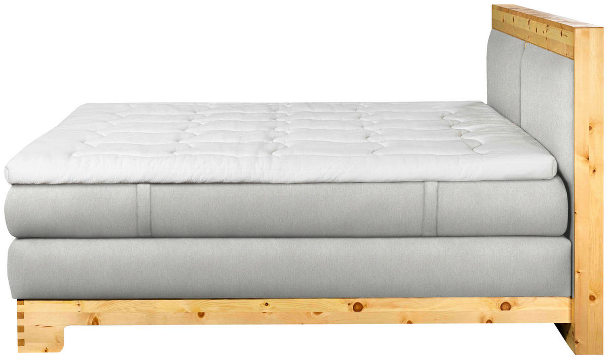 BOXSPRINGBETT 180/200 cm  in Silberfarben  - Silberfarben, Natur, Holz/Textil (180/200cm) - Linea Natura