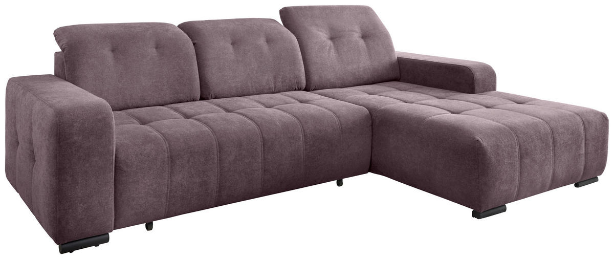 ECKSOFA VICARI in Mikrofaser Bordeaux  292/185 cm  - Bordeaux/Schwarz, MODERN, Textil/Metall (292/185cm) - Livetastic