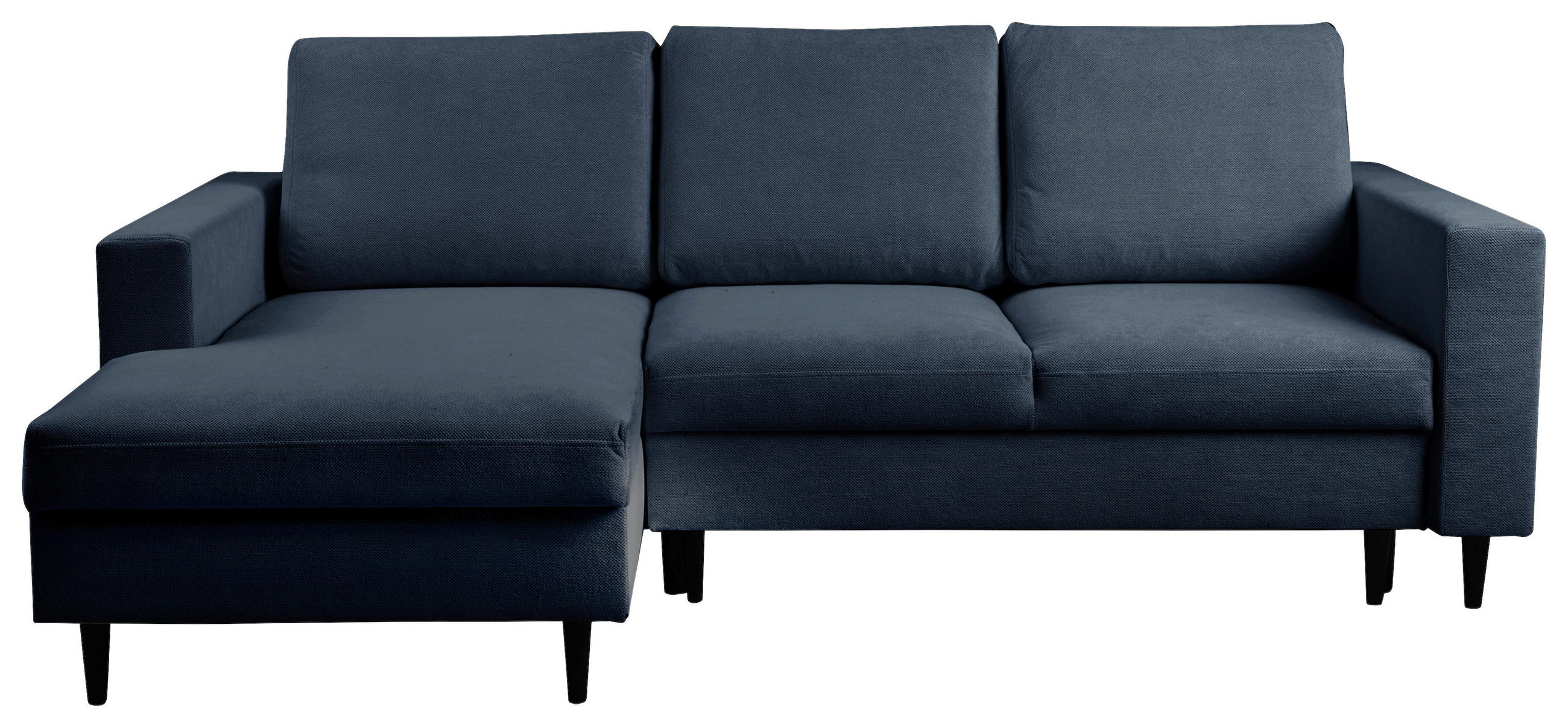 ECKSOFA  in Struktur Dunkelblau  - Schwarz/Dunkelblau, MODERN, Holz/Kunststoff (145/230cm) - Carryhome