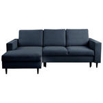 ECKSOFA  in Struktur Dunkelblau  - Schwarz/Dunkelblau, MODERN, Holz/Kunststoff (145/230cm) - Carryhome