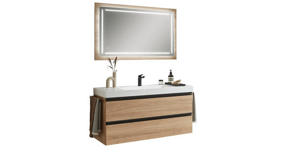 BADEZIMMER in 122 cm - Eichefarben/Schwarz, Design, Keramik/Holzwerkstoff (122cm) - Novel