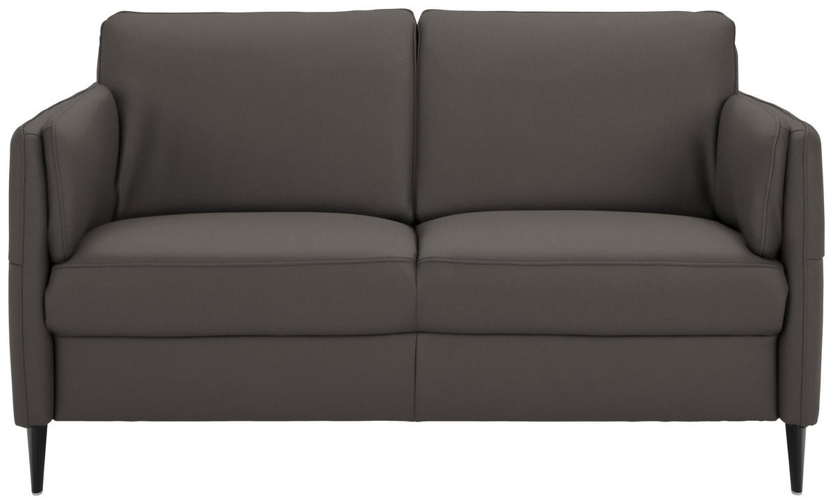 2,5-SITZER in Leder Mokka  - Schwarz/Mokka, Design, Leder/Metall (164/84/99cm) - Dieter Knoll