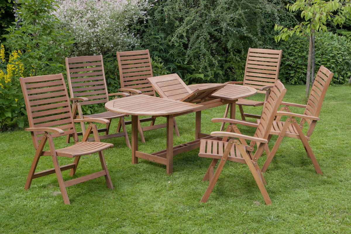 GARTENTISCHGRUPPE EukalyptusholzHartholz  - Akaziefarben, ROMANTIK / LANDHAUS, Holz - Gardenson