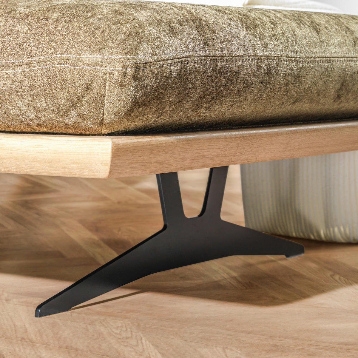 CANAPEA EXTENSIBILĂ textil, lemn verde închis  - verde închis/negru, Design, lemn/metal (204/92/90cm) - Dieter Knoll