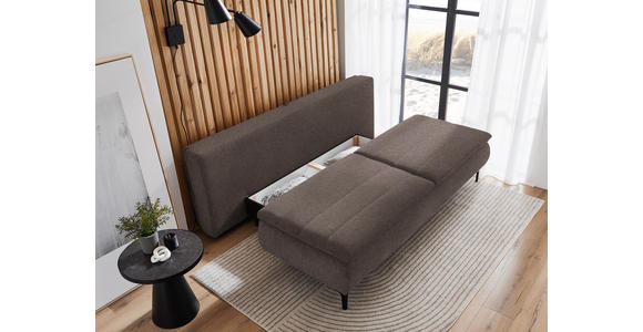 BOXSPRINGSOFA Flachgewebe Dunkelbraun - Dunkelbraun, KONVENTIONELL, Textil/Metall (204/93/100cm) - Novel