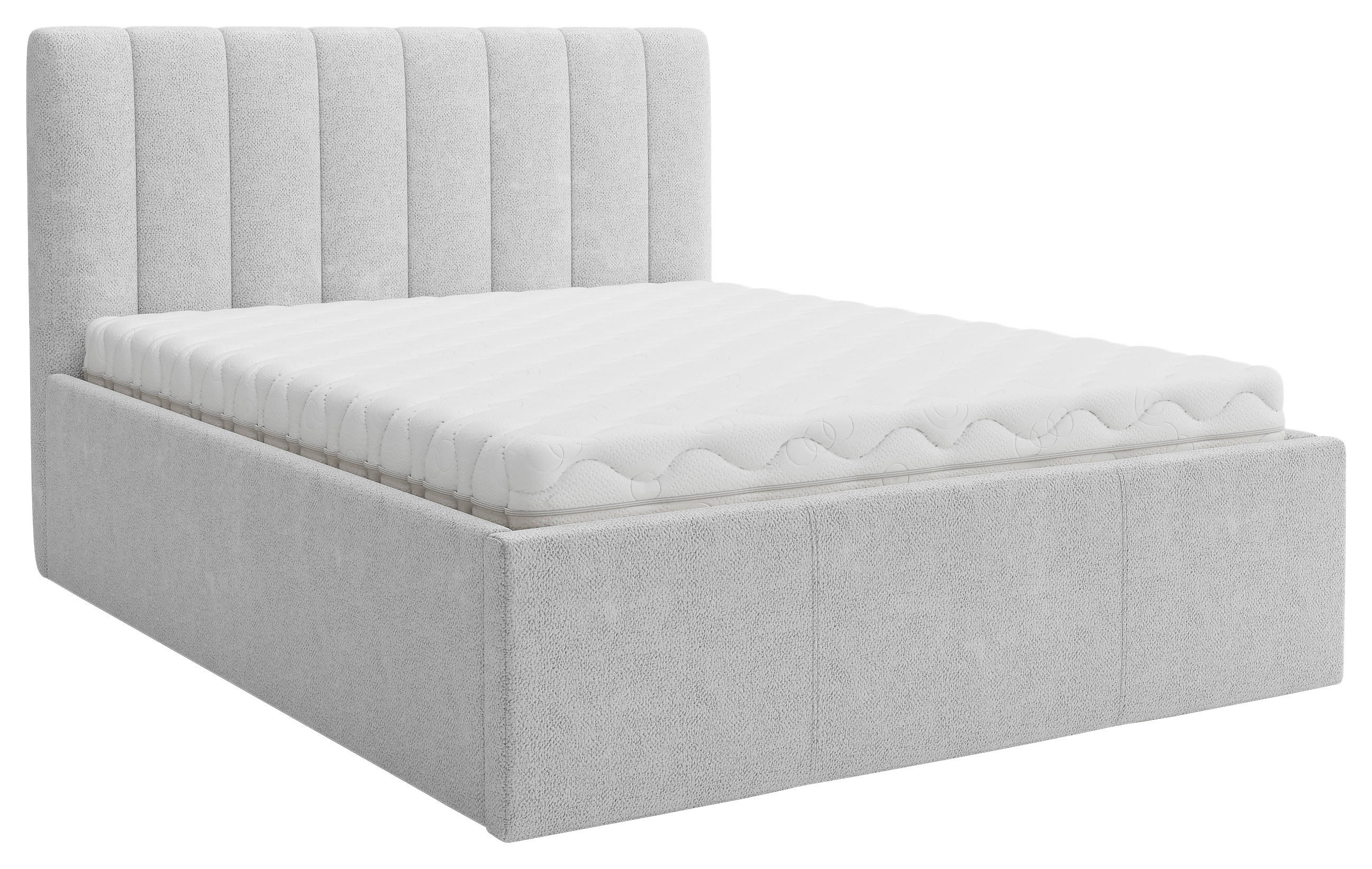 POLSTERBETT Matratze, Lattenrost, Bettkasten Hellgrau 160/200 cm  - Hellgrau, Trend, Holz/Textil (160/200cm) - Boxxx