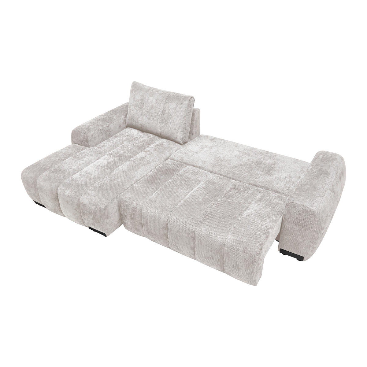 ECKSOFA Flachgewebe Creme  - Schwarz Hochglanz/Creme, Modern, Textil/Metall (166/93/273cm) - MID.YOU