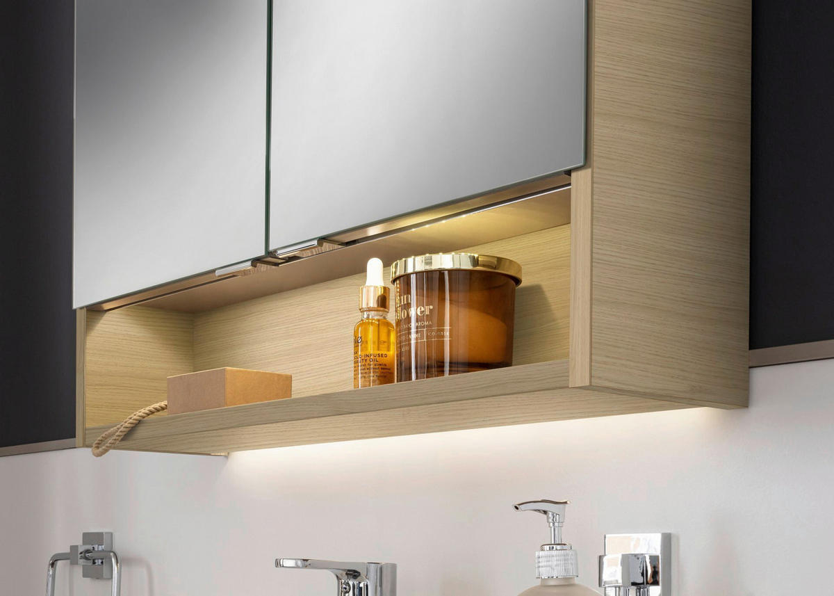 SPIEGELSCHRANK 60/81,2/26,3 cm  - Chromfarben/Eichefarben, Basics, Glas/Holzwerkstoff (60/81,2/26,3cm) - MID.YOU