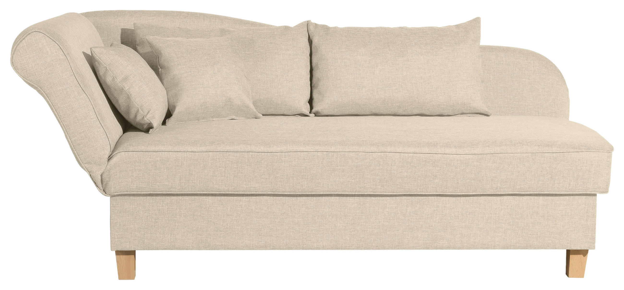 RÉCAMIERE Selma Beige Flachgewebe  - Beige/Buchefarben, Design, Holz/Textil (190/82/88cm) - Max Winzer