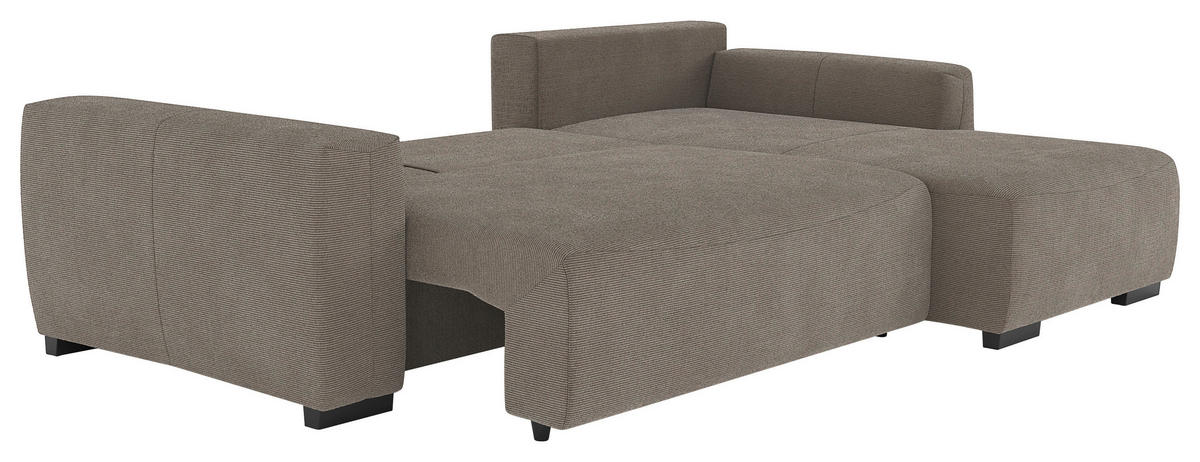 ECKSOFA  in Cord Taupe  - Taupe/Schwarz, Trend, Kunststoff/Textil (252/170cm) - MID.YOU