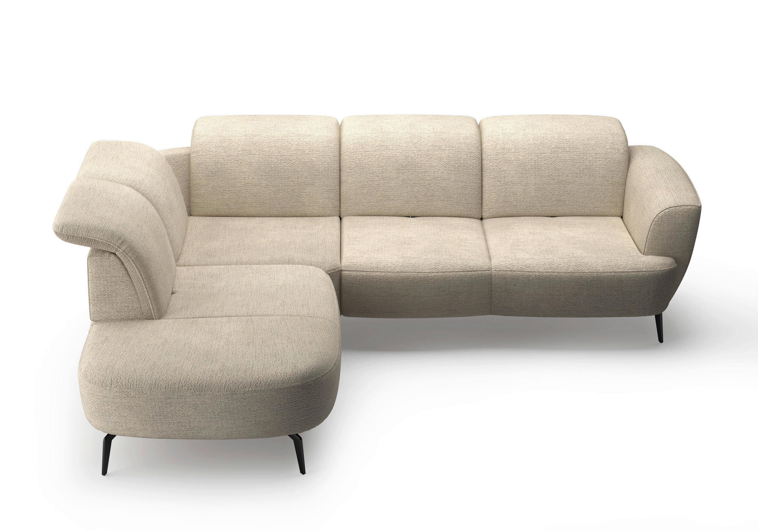 ECKSOFA in Chenille Sandfarben 267/300 cm - Sandfarben/Schwarz, KONVENTIONELL, Textil/Metall (267/300cm) - Sit & More