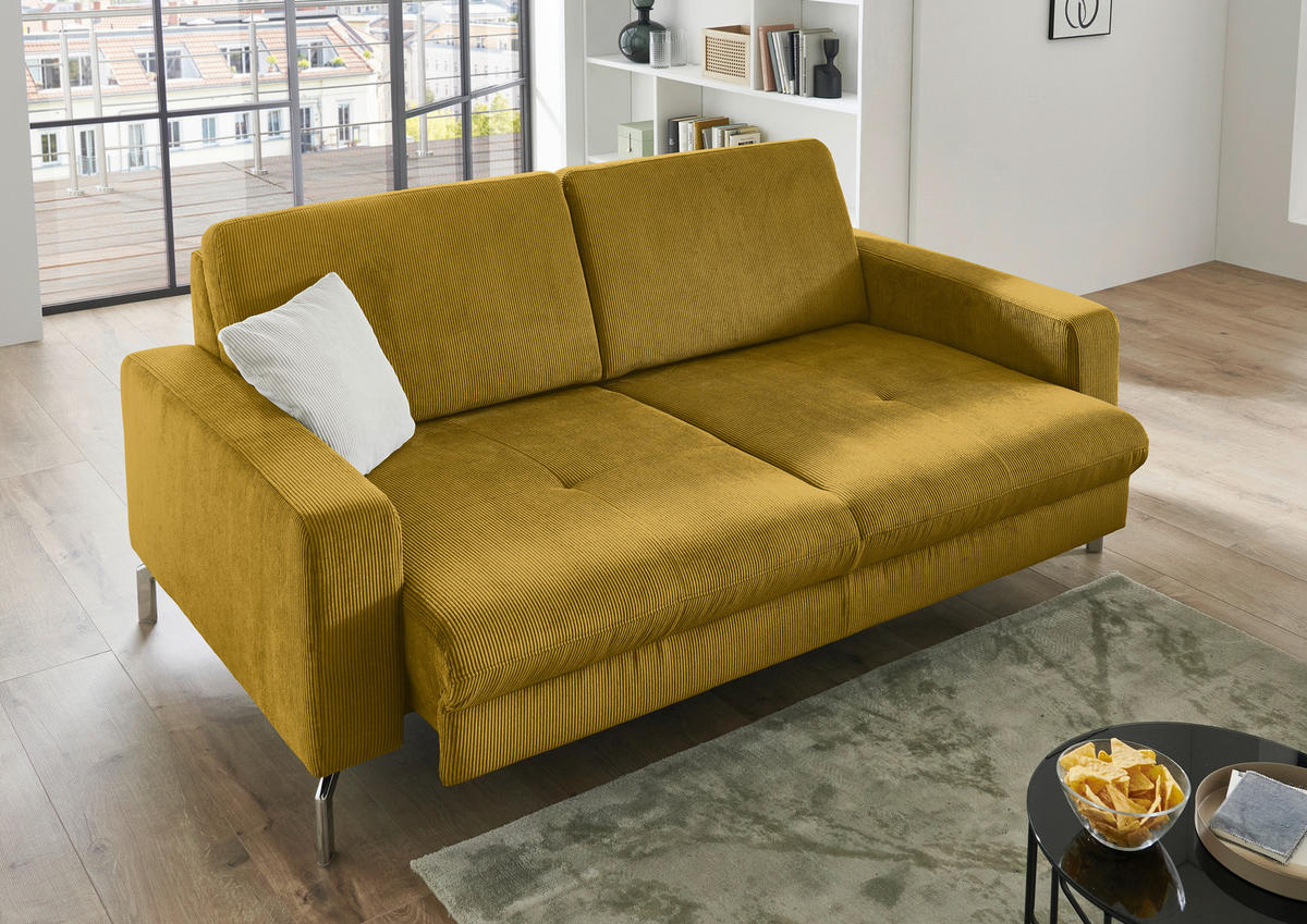 3-SITZER-SOFA Feincord Hellgrün  - Chromfarben/Hellgrün, Design, Textil/Metall (194/87/105cm) - Beldomo Style