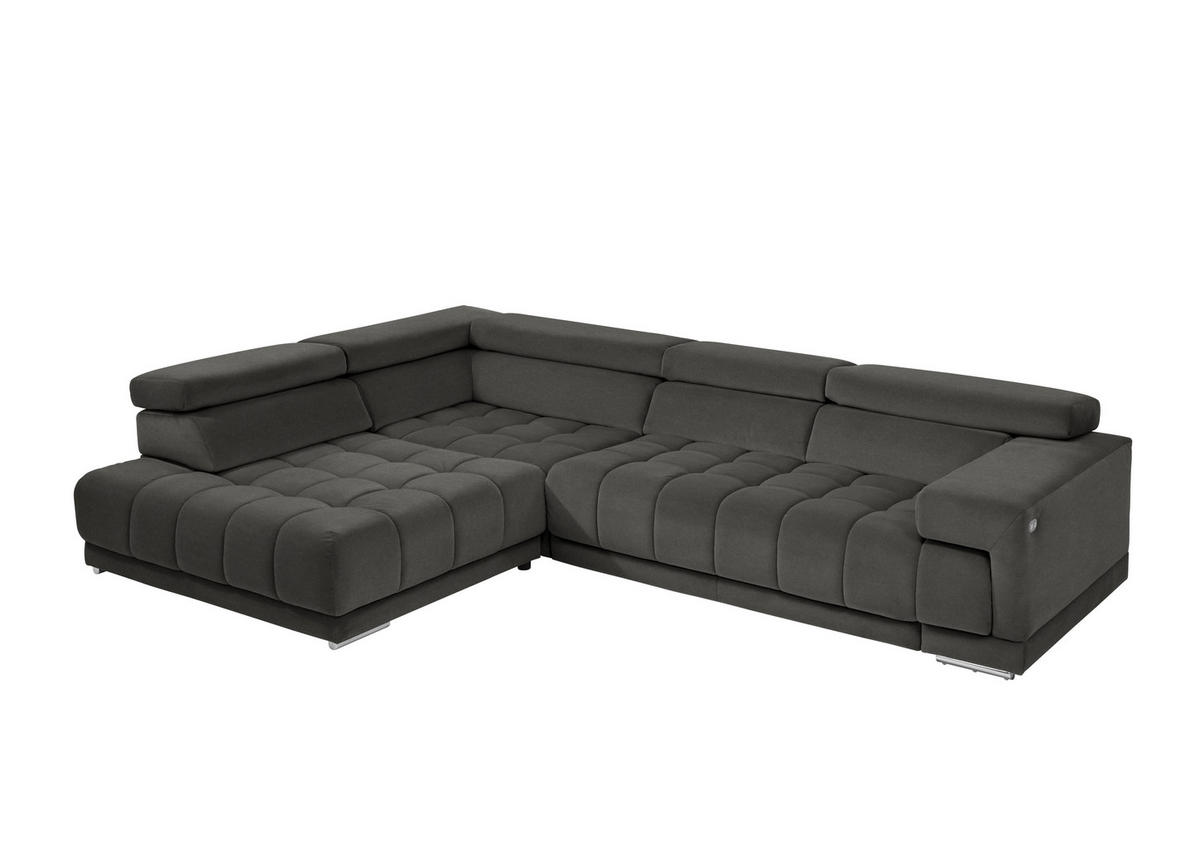 ECKSOFA in Mikrofaser Dunkelgrau  222/326 cm  - Chromfarben/Dunkelgrau, Design, Textil/Metall (222/326cm) - Beldomo Speed