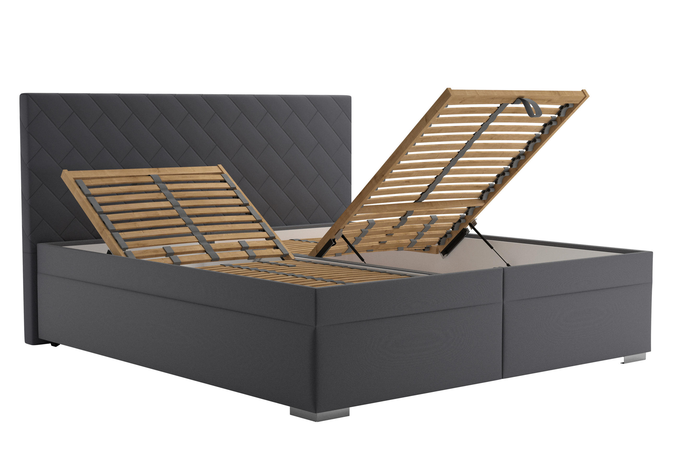 ČALÚNENÁ POSTEĽ, antracitová - antracitová, Konventionell, kompozitné drevo/textil (180/200cm) - Blanar