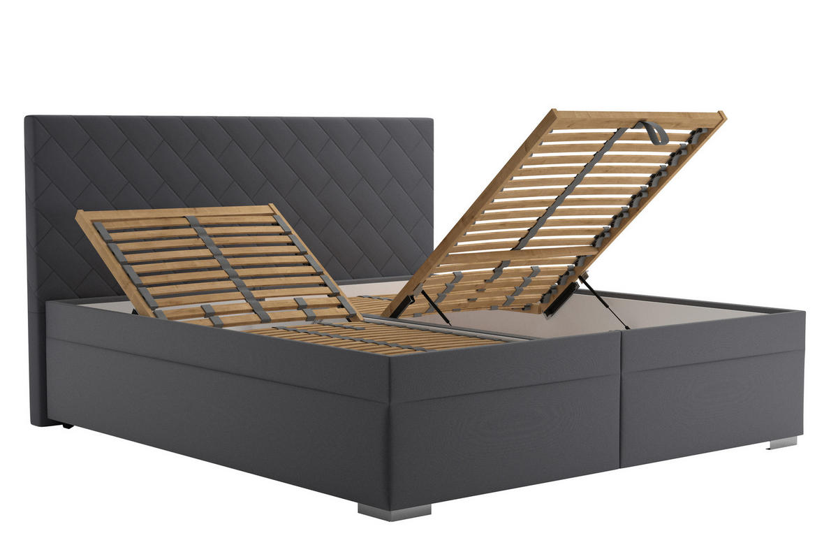 ČALÚNENÁ POSTEĽ, antracitová - antracitová, Konventionell, kompozitné drevo/textil (180/200cm) - Blanar