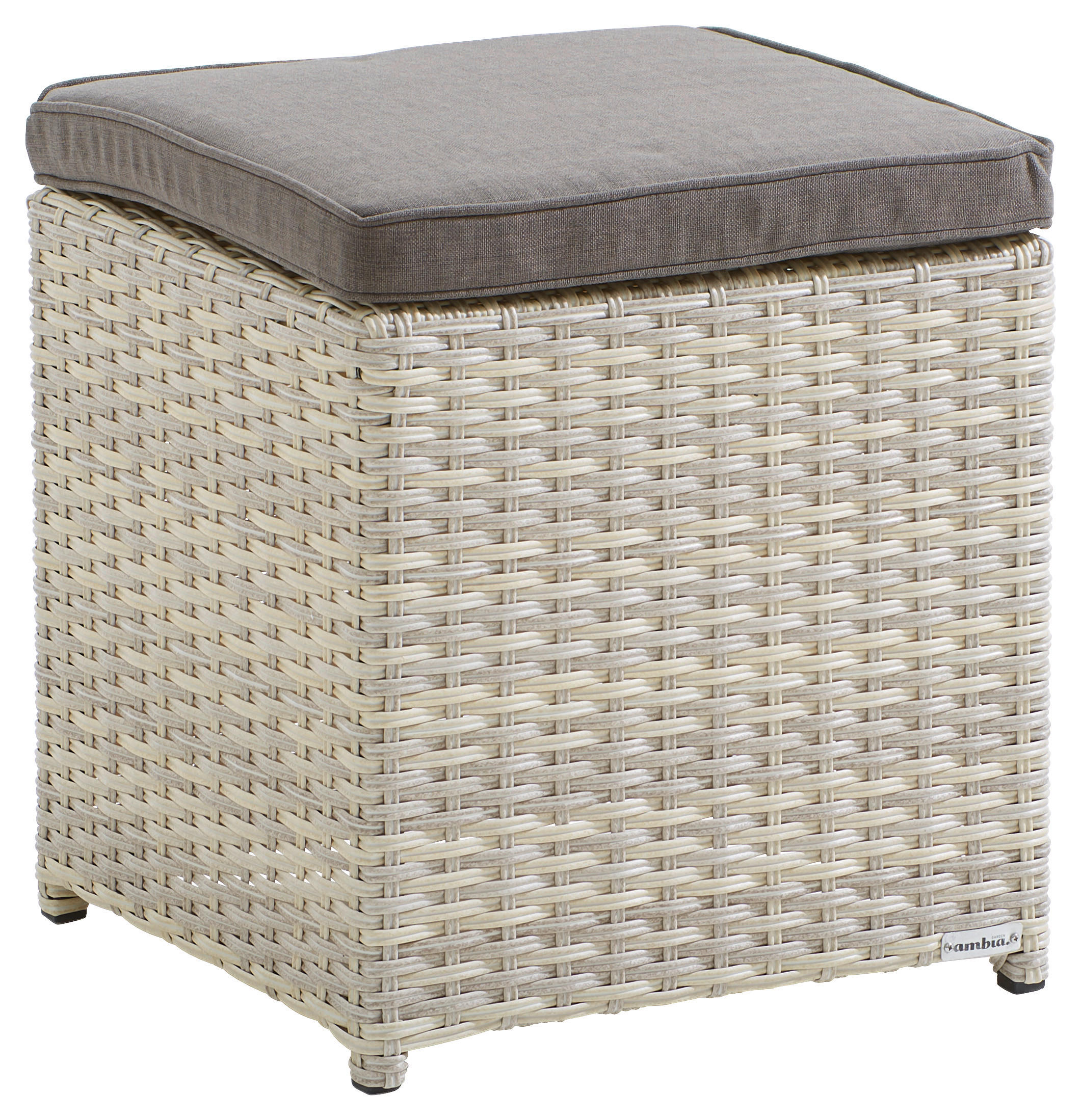 LOUNGEHOCKER 42/41/42 cm Aluminium  - Beige/Braun, LIFESTYLE, Kunststoff/Textil (42/41/42cm) - Ambia Garden