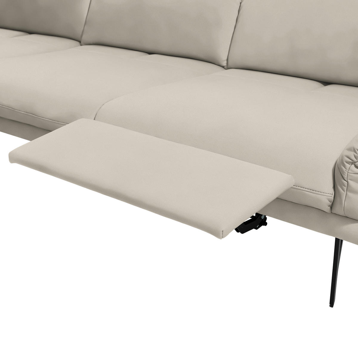 ECKSOFA in Echtleder Ecru  173/308 cm  - Ecru/Anthrazit, Design, Leder/Metall (173/308cm) - Joop!